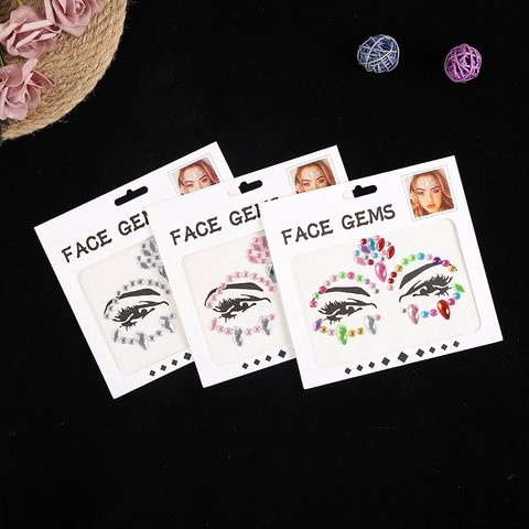 Glänzende Gesichtsedelsteine Acryl Strass Tattoo Aufkleber Selbstklebend Festival Party Body Art Make-up Für Frauen
