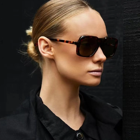 Oversized Square Pilot Sunglasses UV400 Protection Retro Large PC Frame AC Lenses Vintage Street Fashion Eyewear Women Men