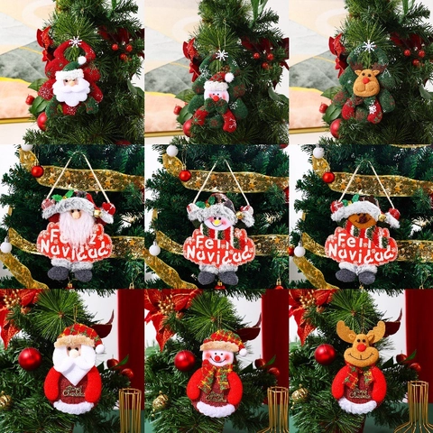 Addobbi Natalizi Tessuto Peluche Babbo Natale Pupazzo Di Neve Renna Orso Pendenti Albero Feste Decorazioni Casa