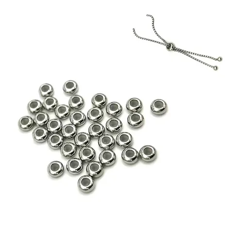 Adjustable Positioning Slider Beads Stainless Steel With Silicone Inner Core For DIY Jewelry Making Bracelet Necklace