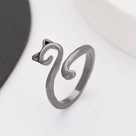Anillos Abiertos De Gato Animal Para Mujer Ajustables Aleación Geométricos Minimalistas Moda Joyería Accesorios Con Diamantes De Imitación