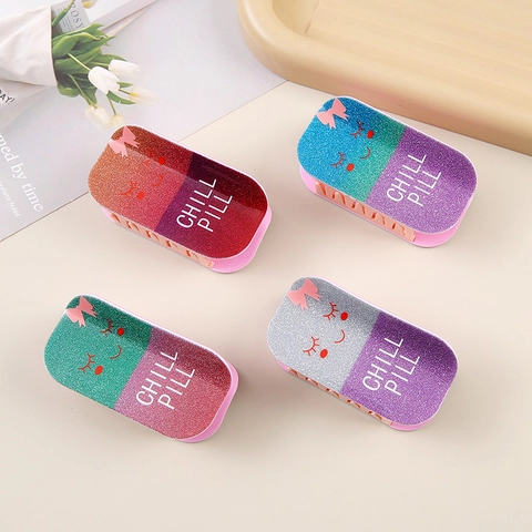 Creatieve Capsule Pill Shape Haarspeld Clip PVC Glitter Chill Pill Print Unieke Esthetische Haaraccessoire Voor Vrouwen