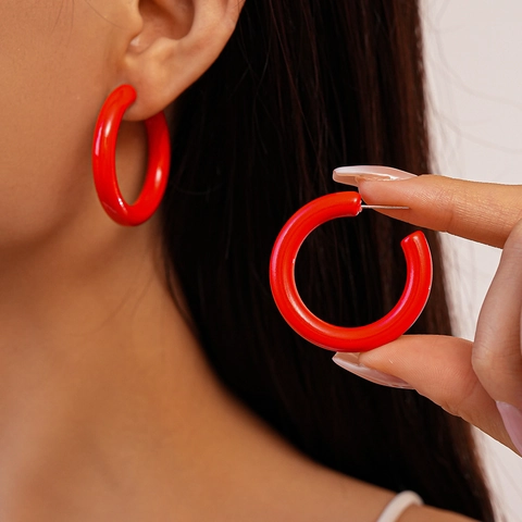 Acrylic C-Shape Hoop Earrings With 925 Sterling Silver Earring Post Glossy Resin Geometric Studs Fashion Jewelry Women