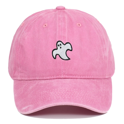 Ghost Embroidery Baseball Cap Washed Cotton Vintage Adjustable Halloween Dad Hat Streetwear For Men Women