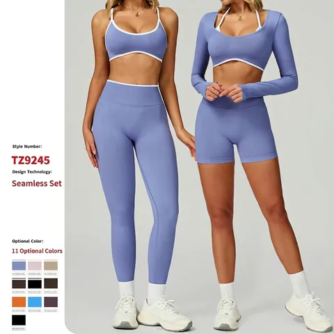 Sujetador Leggings Shorts De Yoga Sin Costuras Mujer Nylon Elastano Cintura Alta Espalda Hueca Fitness Correr