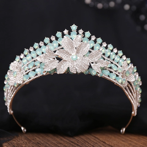 Baroque Floral Bridal Crown Alloy Rhinestone Crystal Wedding Headpiece Gold Silver Queen Tiara Hair Accessories Women