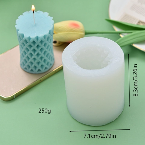 Cilinder Kaarsenvorm Siliconen Geometrische Rastertextuur Voor DIY Aromatherapie Gips Hars Handwerk Woondecoratie