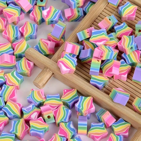 Perle In Argilla Polimerica Forme Cuore Stella Fiore Strisce Arcobaleno Per Creazione Di Gioielli Fai Da Te