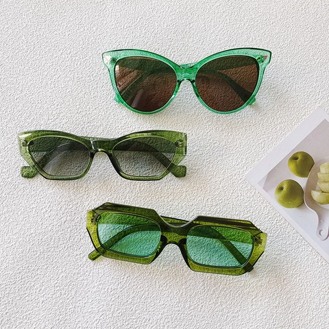 Πράσινα Γυαλιά Ηλίου Μόδας Vintage Retro UV400 Οβάλ Cat Eye Γεωμετρικό Πλαίσιο Ρητίνη Οξική Για Άνδρες Γυναίκες