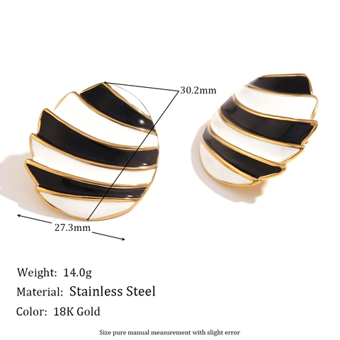 Vintage Segelform Ohrstecker 18K Vergoldet Edelstahl Emaille Muschelstruktur Mode Schmuck Für Damen
