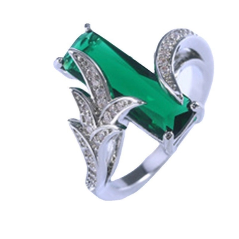 Retro Grüner Zirkonia Ring Für Herren Damen Vintage Legierung Geometrischer Rechteckiger Edelsteinschmuck