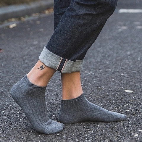 Men Ankle Socks Cotton Blend Ribbed Knit Breathable Sweat Absorbent Casual Sports Urban Low Cut Solid Color Basic