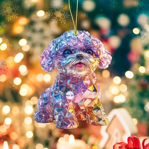 Cartoon Animal Hanging Ornament Acrylic 2D Flat Iridescent Crystal Effect Car Interior Decor Christmas Tree Pendant Gift