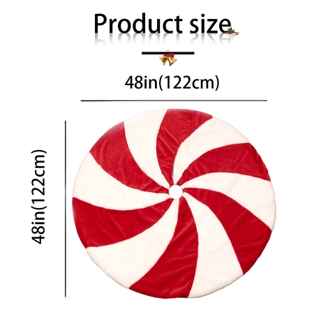 Weihnachtsbaumdecke Plüsch Polyester Rot Weiß Spiralmuster Frohe Weihnachten Stickerei Feiertagsdekoration