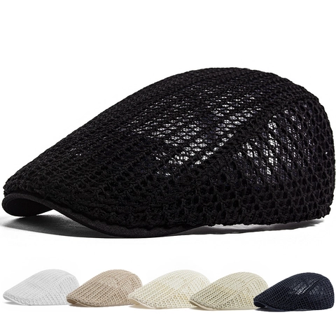 Mesh Flat Cap Zomer Ademend Polyester Ivy Hoed Voor Heren Dames Zonnescherm Verstelbaar Retro Baret