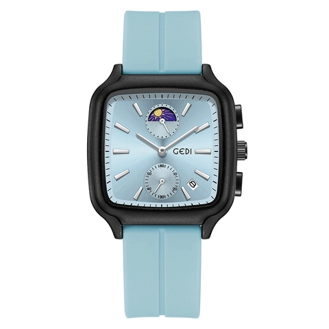 Orologio Al Quarzo Da Donna Cassa In Lega Quadrata Cinturino In Silicone Multifunzione Data Fase Lunare Orologio Sportivo