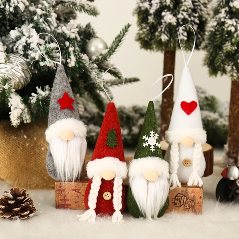 Ciondoli Gnomi Di Natale In Maglia E Feltro Bambola Senza Volto Ornamenti Da Appendere Per Albero Decorazione Tomte