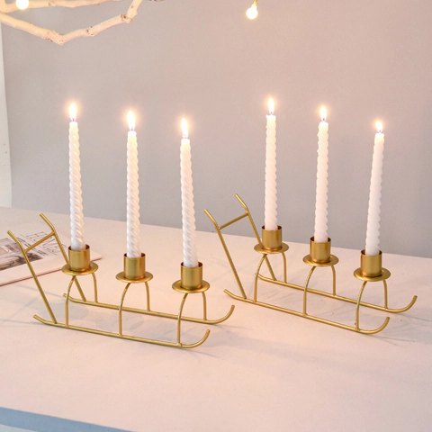 Sleigh Metal Candle Holder Candelabra Nordic Modern Style Christmas Dinner Table Decor Iron Home Atmosphere Ornament Elegant