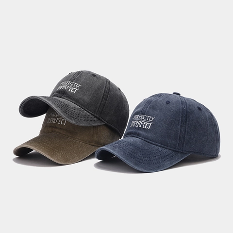 Casquette De Baseball En Coton Lavé Avec Slogan Brodé Vintage Délavé Ajustable Unisexe Chapeau