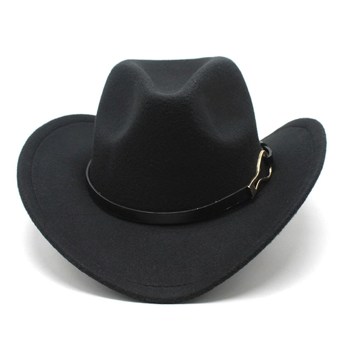 Sombrero Cowboy Western Vintage Fedora De Fieltro De Lana Con Hebilla Metálica Banda Cuero Ala Ancha Exterior Clásico Hombres Mujeres