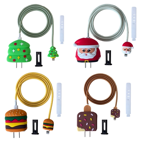 Cartoon Cable Protector PVC Soft Rubber Charging Head Case Cover Data Line Winder Anti Break Cute Funny Universal Accessory