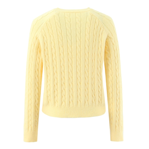 Women Cable Knit Cardigan Sweater Round Neck Single Breasted Long Sleeve Solid Color Soft Knitted Top Casual Outwear