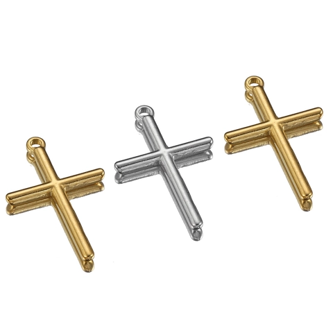 Roestvrijstalen Kruis Hanger Voor DIY Sieraden Maken Kettingen Mode Religieuze Accessoires Goud En Staal Kleur