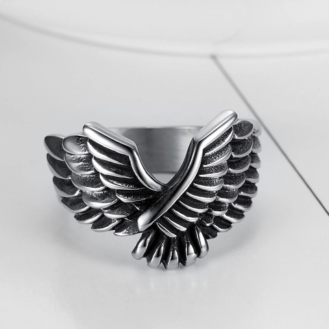 Adlerschwinge Feder Ring 316L Edelstahl Retro Punk Gothic Biker Schmuck Für Männer