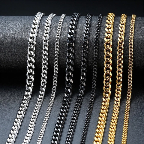 Cuban Link Kette Halskette Titan Edelstahl Sechsseitig Poliert Trendy Hip Hop Punk Schmuck Für Herren Und Damen