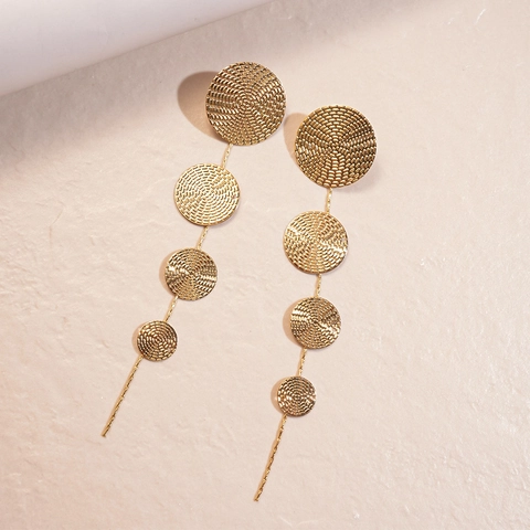 Orecchini Pendenti A Cerchio Geometrico Color Oro In Ferro Con Perno In Argento Sterling 925 Per Donne