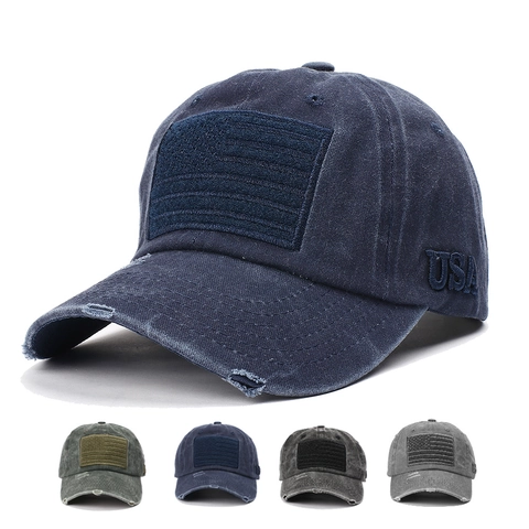 Casquette Baseball Coton Délavé Broderie Drapeau USA Réglable Chapeau Soleil Extérieur Pour Hommes Femmes Style Rétro