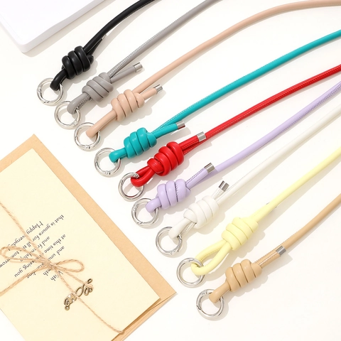 Langes Handy-Lanyard Aus Kunstleder Umhängetasche Schultergurt Mit Metallschließe Knotendesign Für Damen Handy-Zubehör