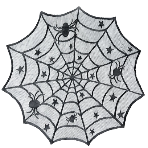 Halloween Spinneweb Tafelkleed Zwarte Kant Ronde Tafelkleed Voor Feest Decoratie Polyester Spin Ster Patroon Goth