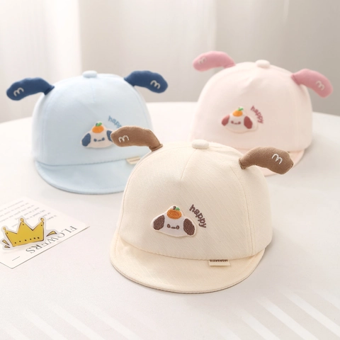 Schattige Baby Pet Zachte Klep Katoen Honkbalpet Met Stereo Hondoren Cartoon Borduurwerk Zonnescherm Voor Zuigelingen