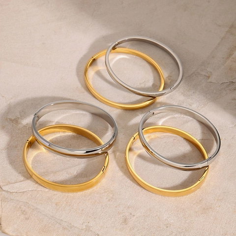 Brazalete Minimalista de Acero Inoxidable con Hebilla Cuadrada para Mujer Impermeable Hipoalergénico Geométrico Pulido Pulsera de Metal Joyería Regalo