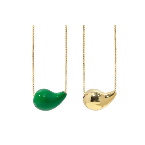Collar Con Colgante De Frijol Minimalista Cadena De Caja De Acero Inoxidable Joyería De Cobre Pulido Para Mujer