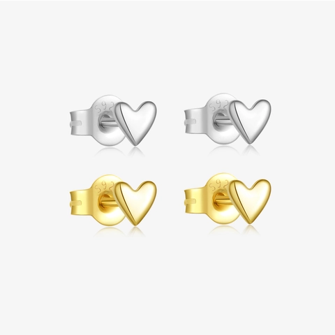Minimalist 925 Sterling Silver Heart Stud Earrings For Women 18K Gold Plated Tiny Heart Earrings Korean Style Jewelry Gift