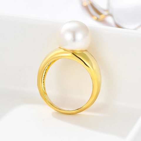 Geometrischer Künstliche Perlenring Kupfer Vergoldet Minimalistischer Modischer Luxus Fingerschmuck Für Frauen