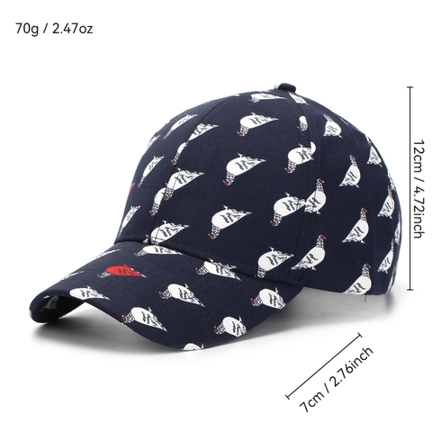 Casquette De Baseball À Imprimé Oiseaux Pigeon Polyester Coton Boucle Métallique Réglable Chapeau Pare-Soleil Streetwear Unisexe