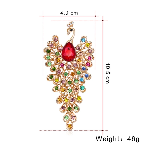 Pfau Brosche Legierung Bunter Strass Glas Kristall Retro Tier Schmuck Für Damen Elegante Accessoires
