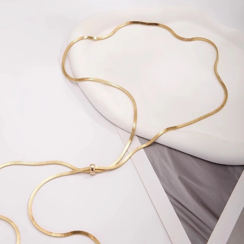 Stainless Steel Long Tassel Lariat Necklace For Women Adjustable Snake Chain Minimalist Y Shaped Jewelry