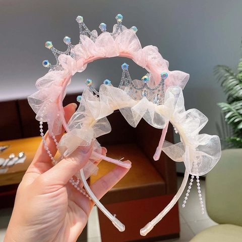 Cerchietto Corona Con Strass E Nappe Di Künstliche Perle Principessa Accessori Per Capelli Per Ragazze Compleanno Fotografia Festa Dolce