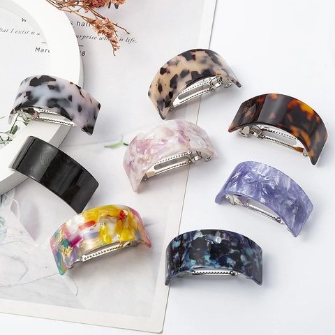 Acetate U-Shaped Hair Clip Leopard Marble Pattern Arch Spring Ponytail Holder French Style Accessories For Women Girls