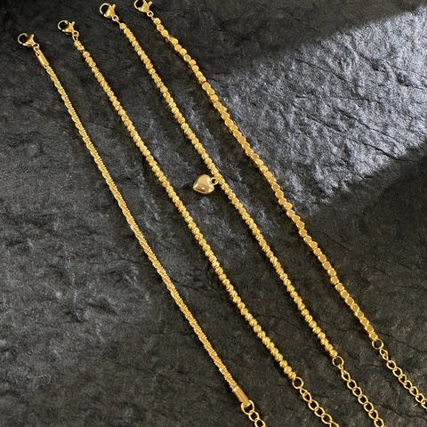 Heart Pendant Bracelet 18K Gold Plated Titanium Steel Shimmering Minimalist Adjustable Chain Jewelry For Women