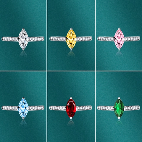 Anillo De Piedra Preciosa Talla Marquesa Cuproníquel Con Zirconia Brillante Abierto Ajustable Joyería Para Mujer Moda