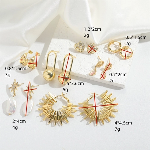 Orecchini Eleganti In Rame Con Zirconia Perla Artificial E Smalto Cuore Farfalla Stile Geometrico Per Donne