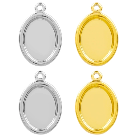Oval Bezel Pendant Settings 304 Stainless Steel DIY Jewelry Making Components Vacuum Plated Geometric Fashion Craft Findings