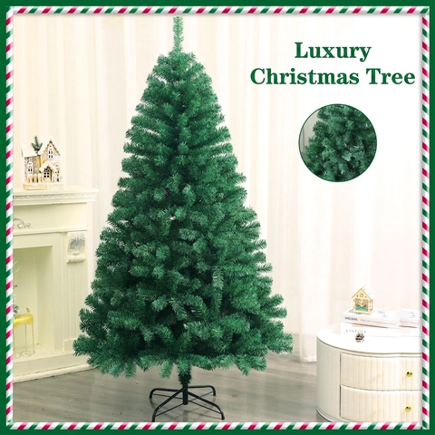 Albero Di Natale Artificiale Verde PVC Aghi Di Pino Ramo Denso Decorazione Festiva Casa Ufficio Supporto Stabile Tradizionale