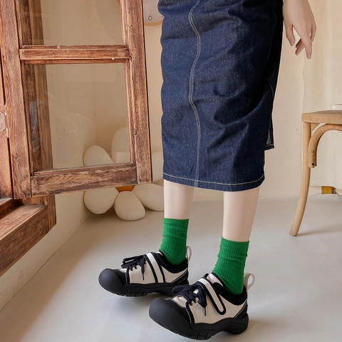 Calcetines Holgados Para Mujer Algodón Peinado Textura Canalé Color Sólido Transpirable Informal Suave