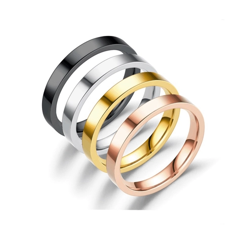 Minimalist 316 Stainless Steel Polished Ring For Women Men Simple Plain Band Finger Jewelry Gold Silver Rose Gold Black